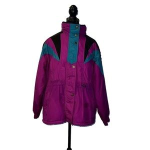 Vintage Town Craft Jacket Mens Large Blue Purple Zip Jacket Double Stripe Sleeve